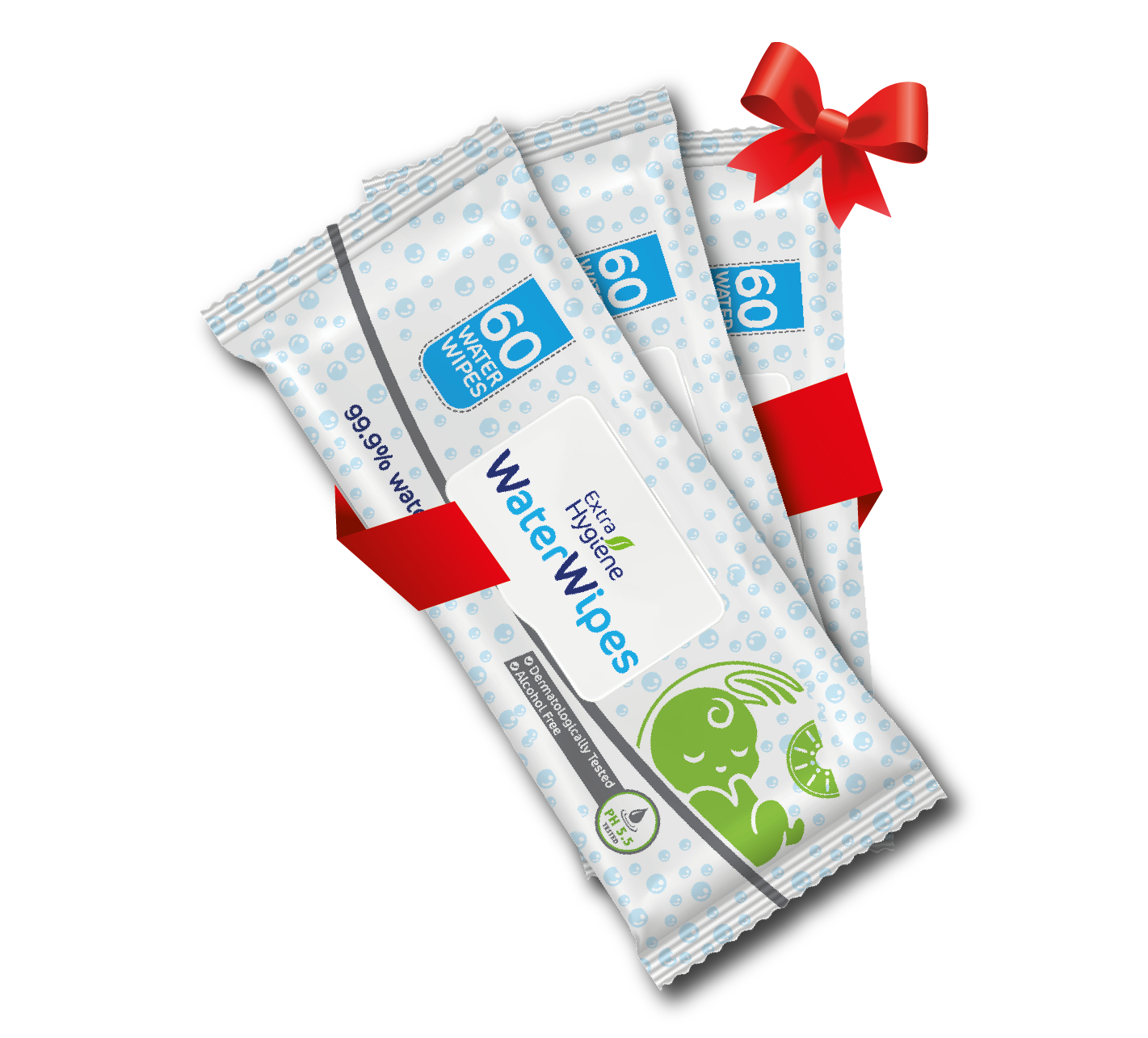 Baby Water Wipes Kiwi Extract 60 Wipes 3P Bundles